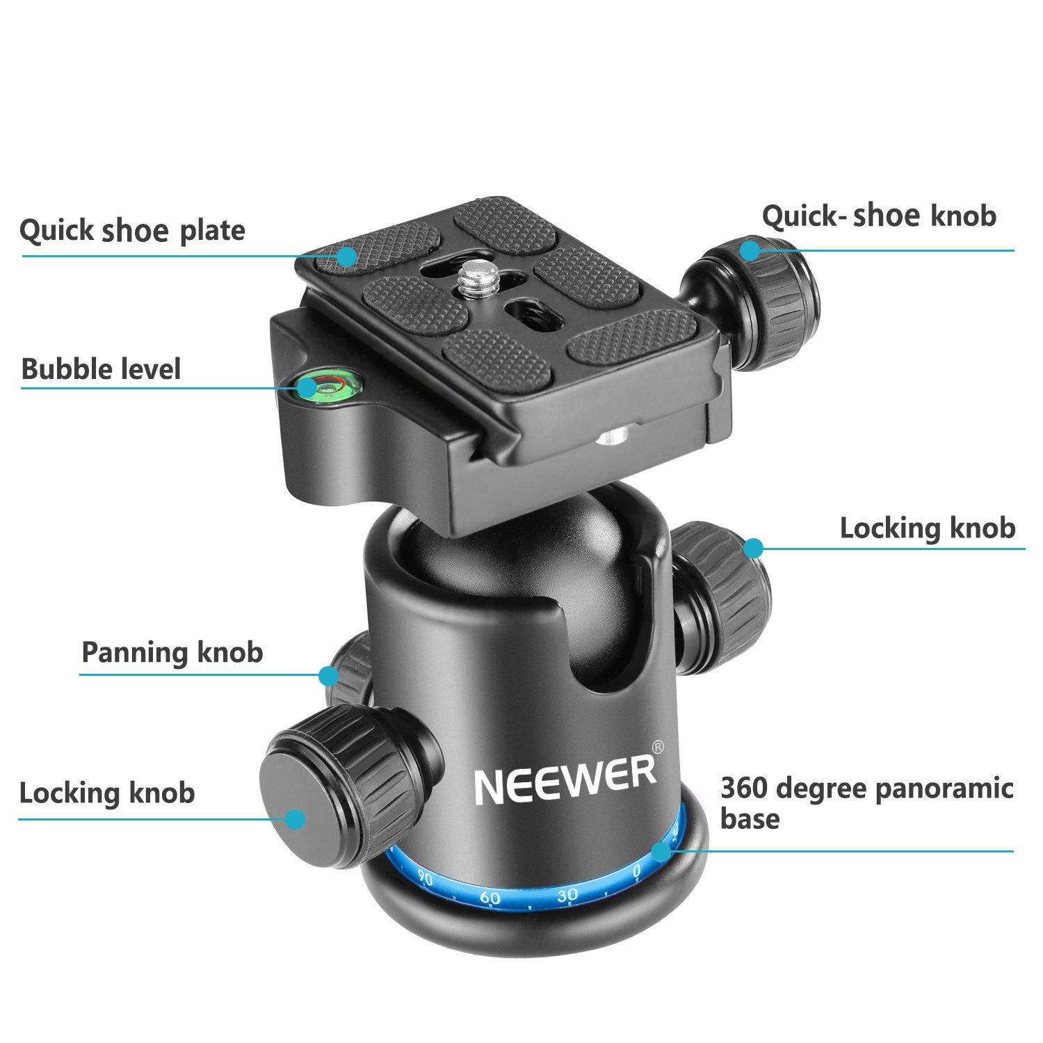 Foto 5 pulgar | Trípode Con Cabeza Esférica Neewer, 36 Mm, Panorámica, 360°, Metal Azul - Venta Internacional.