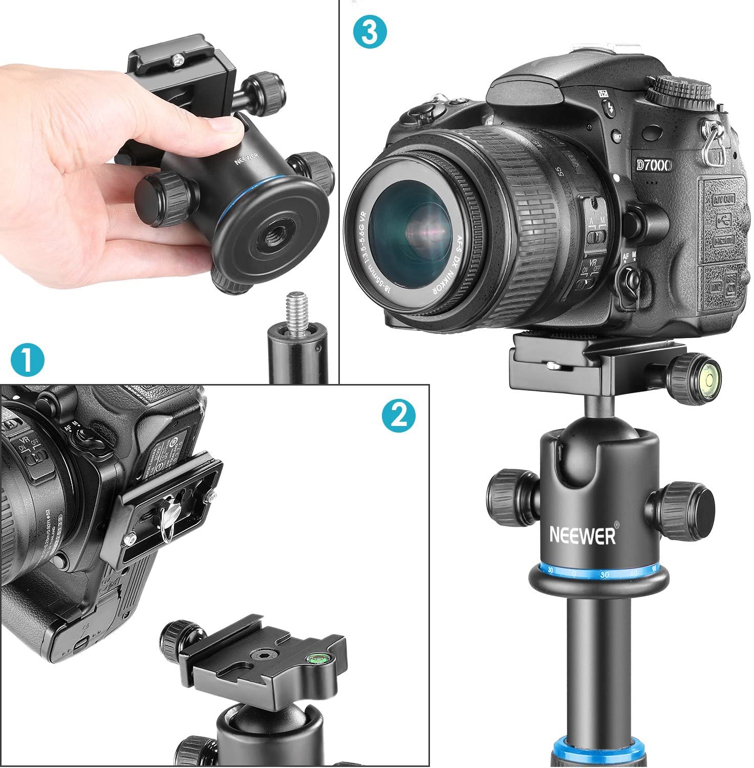 Foto 5 | Trípode Con Cabeza Esférica Neewer, 36 Mm, Panorámica, 360°, Metal Azul - Venta Internacional.