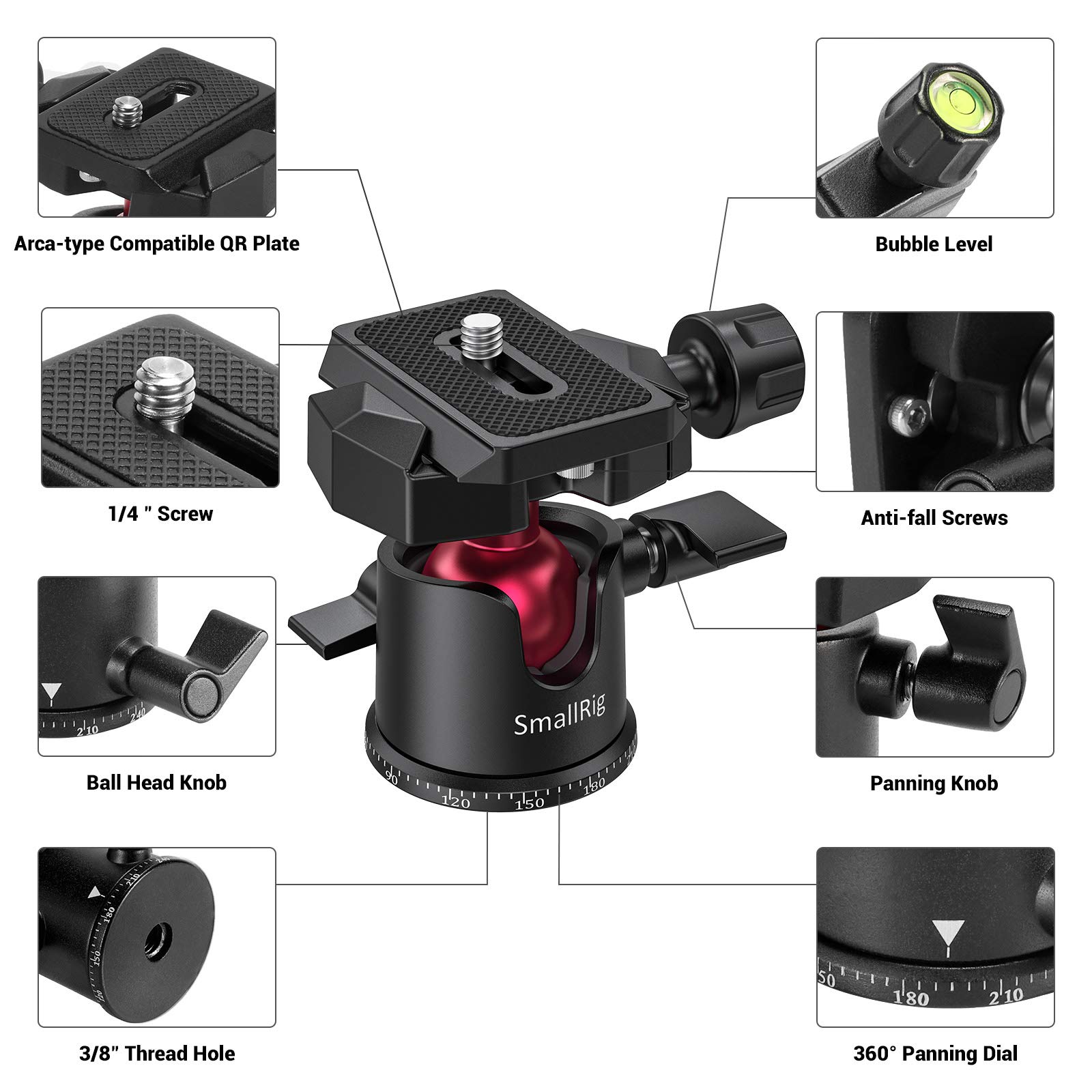 Foto 4 pulgar | Trípode Con Cabeza Esférica Smallrig Panoramic Con Tornillo 1/4 De Rosca 3/8 - Venta Internacional.