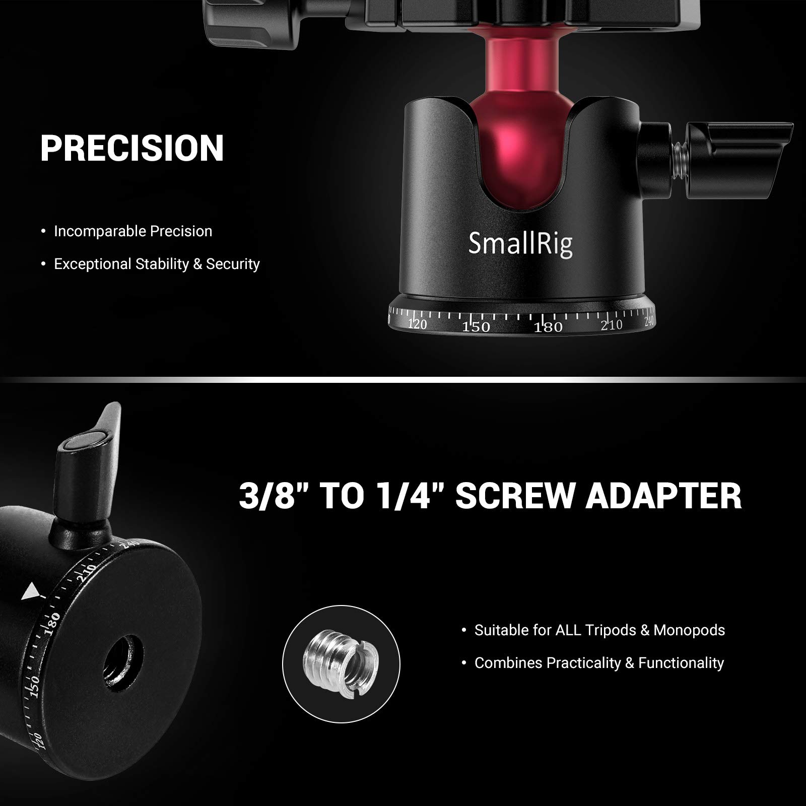 Foto 5 pulgar | Trípode Con Cabeza Esférica Smallrig Panoramic Con Tornillo 1/4 De Rosca 3/8 - Venta Internacional.