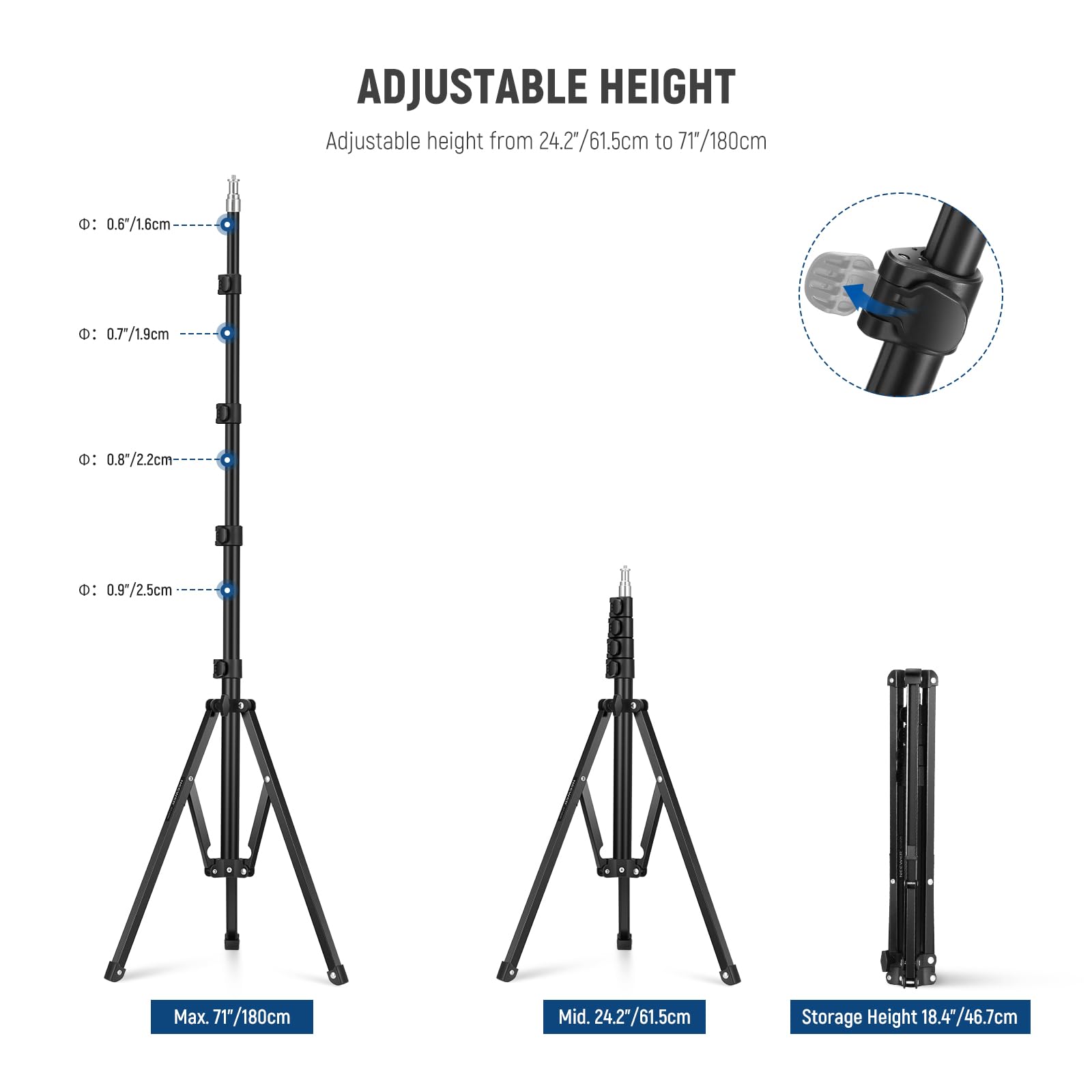 Foto 4 | Soporte Para Trípode Neewer 71 St180r Portátil Con Anillo De Luz Led - Venta Internacional.