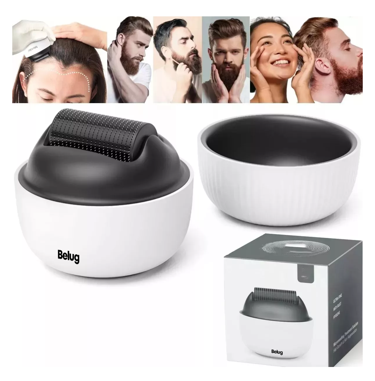 Foto 4 pulgar | Microagujas Dermaroller Hair Roller Barba Cabello 0.5mm 1200, Belug Negro/blanco