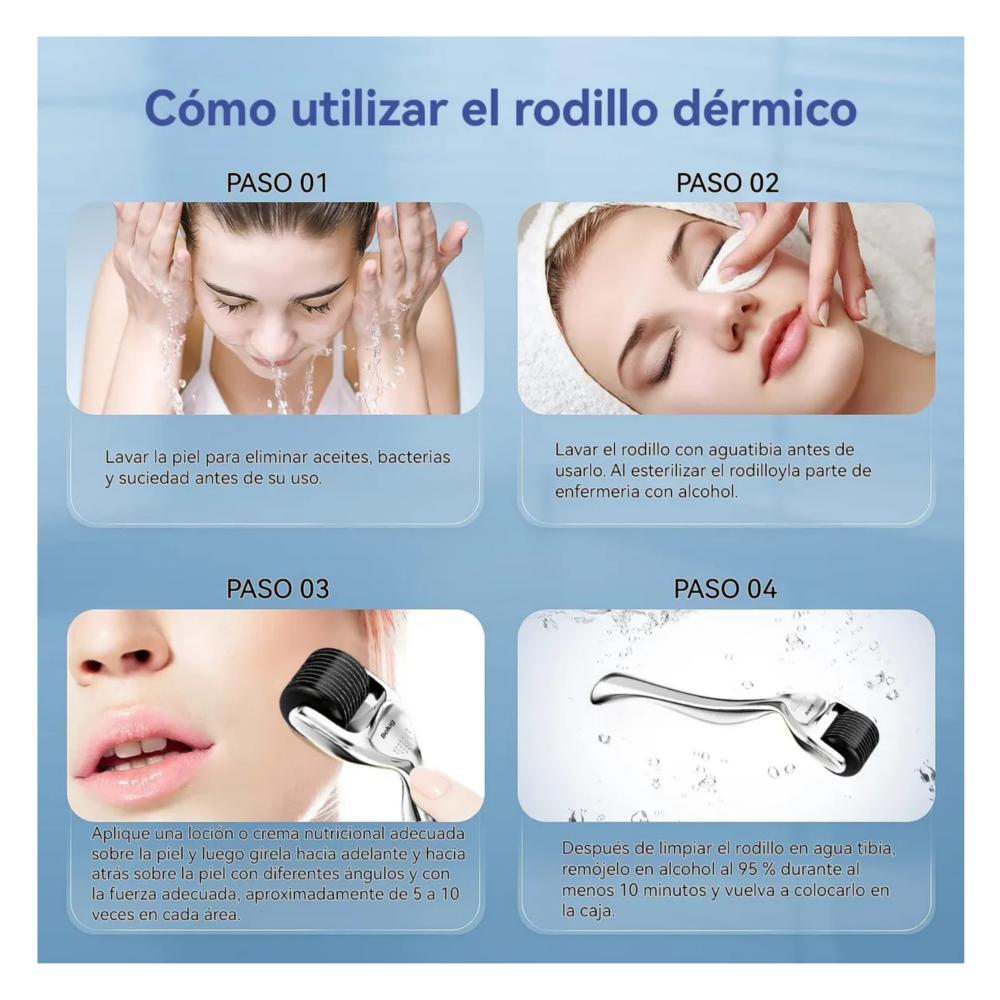 Foto 6 pulgar | 2 Dermaroller Facial Barba Titanio Skincare Rodillo Facial  Belug, Plata