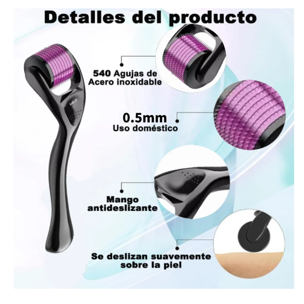 Foto 3 | 2pzs Dermaroller Facial Para Regenerador Colágeno 0.3+0.5mm Lab.g,  Negro Violeta