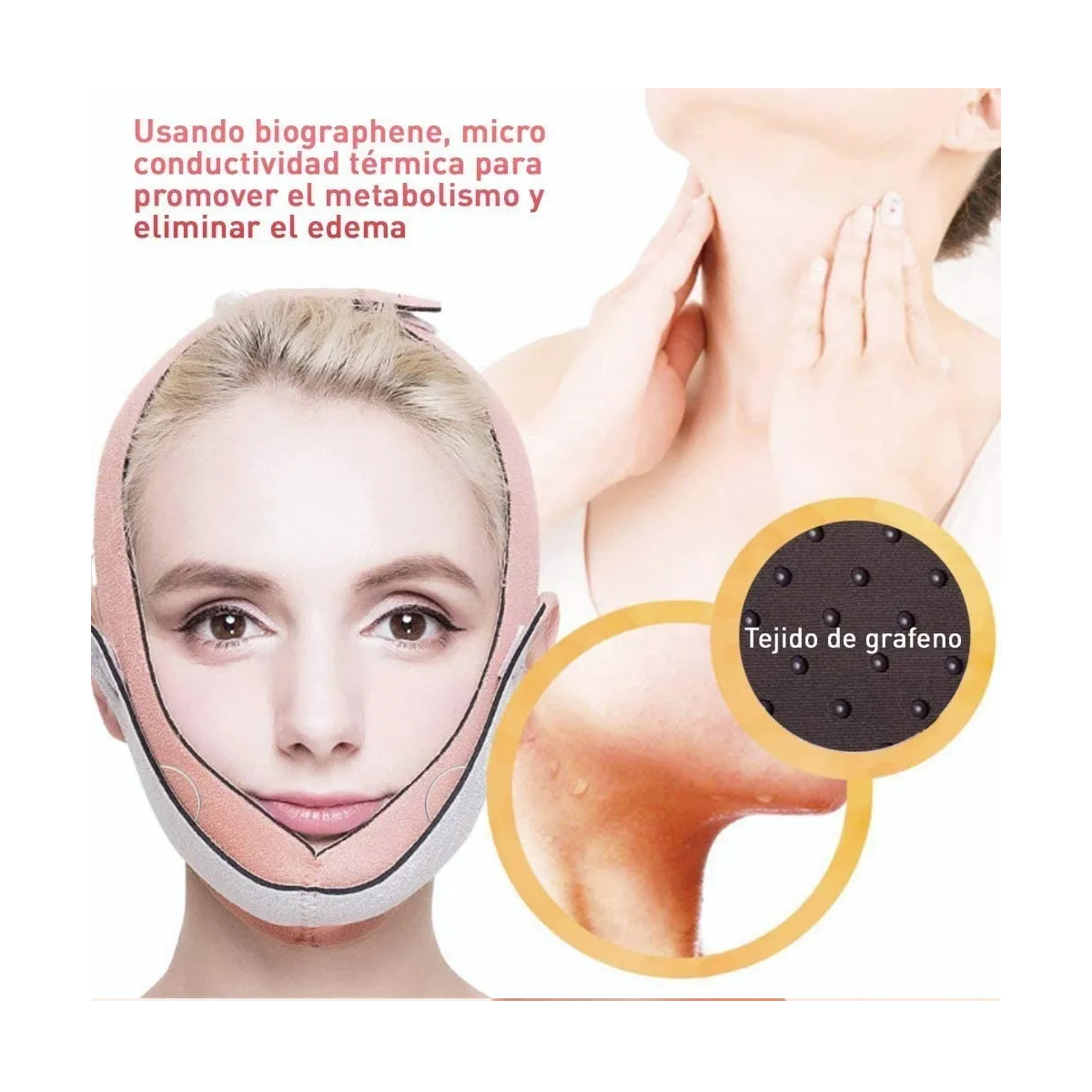 Foto 4 pulgar | Faja Mentonera Lab.g Reductores Papada Correa Adelgazante Facial Rosa