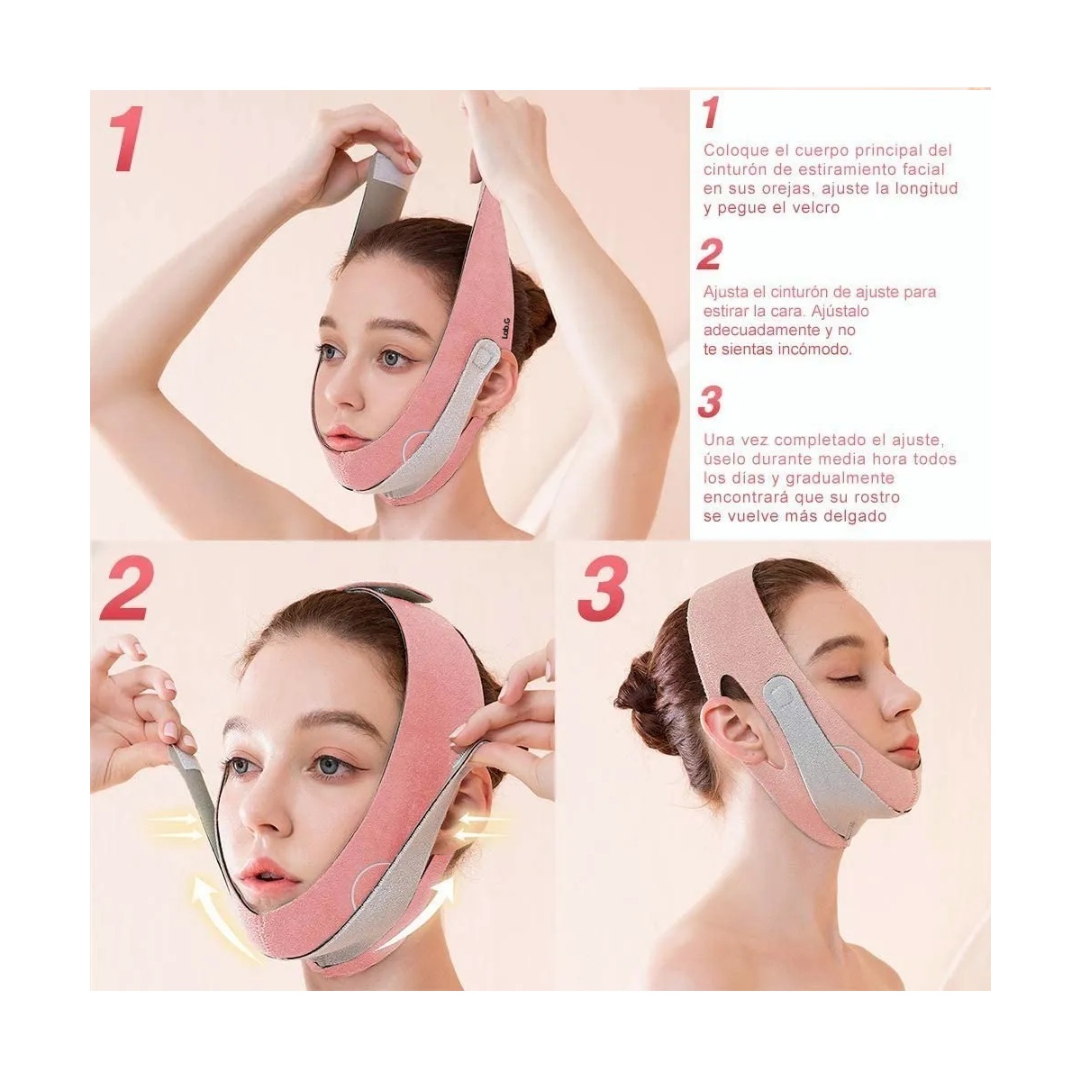 Foto 5 pulgar | Faja Mentonera Lab.g Reductores Papada Correa Adelgazante Facial Rosa