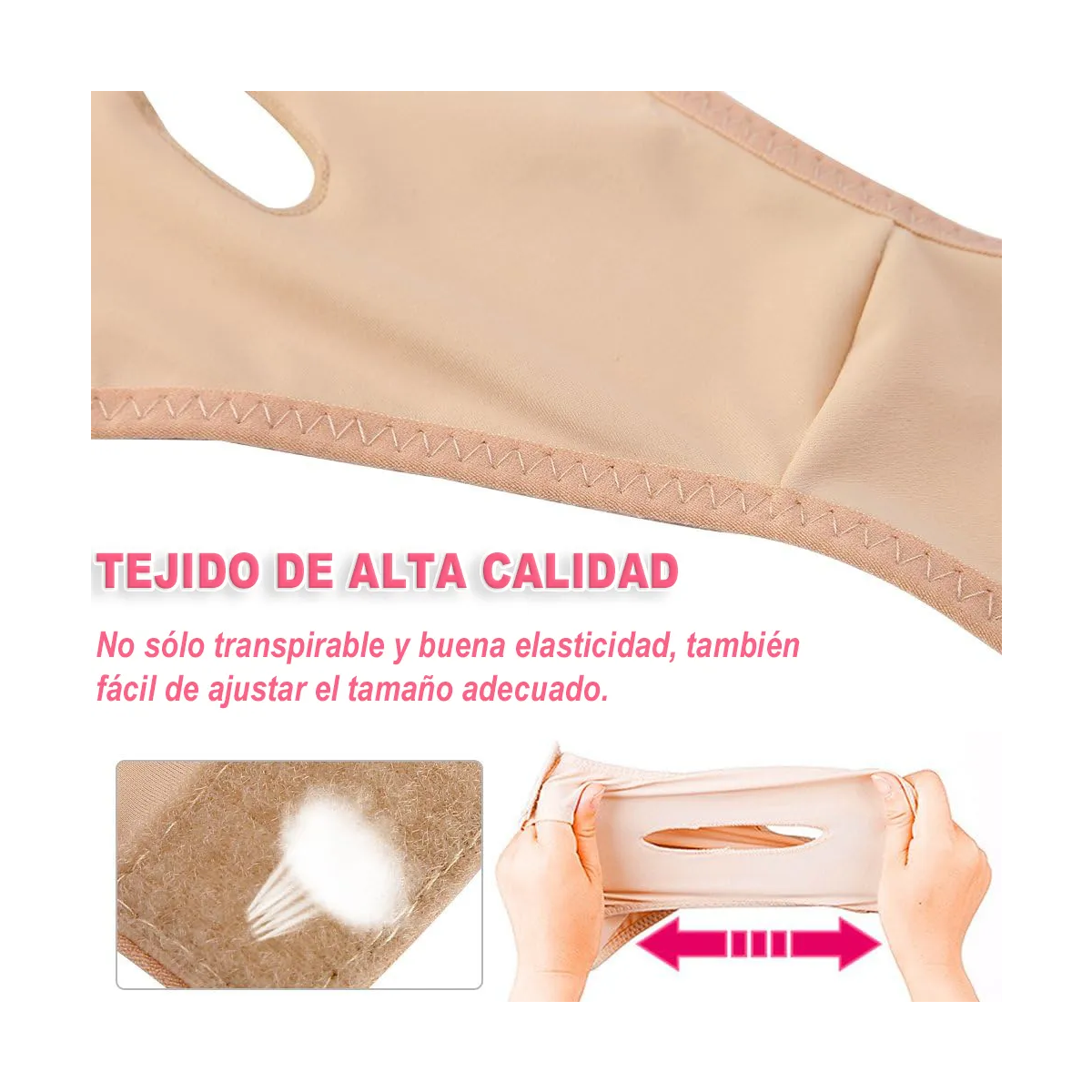 Foto 4 pulgar | 2pz Faja Mentonera Reduce Arrugas Talla Eg Eo Safe Imports Esi-19934 Beige