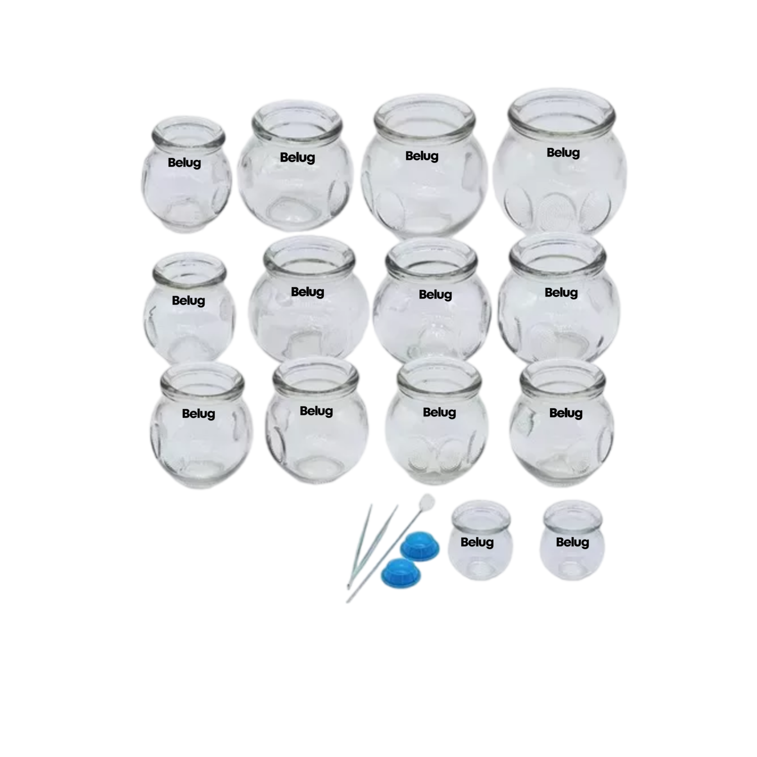 Ventosas Terapeutica Vidrio Relajación Adelgazamiento Kit 16, Belug Transparente