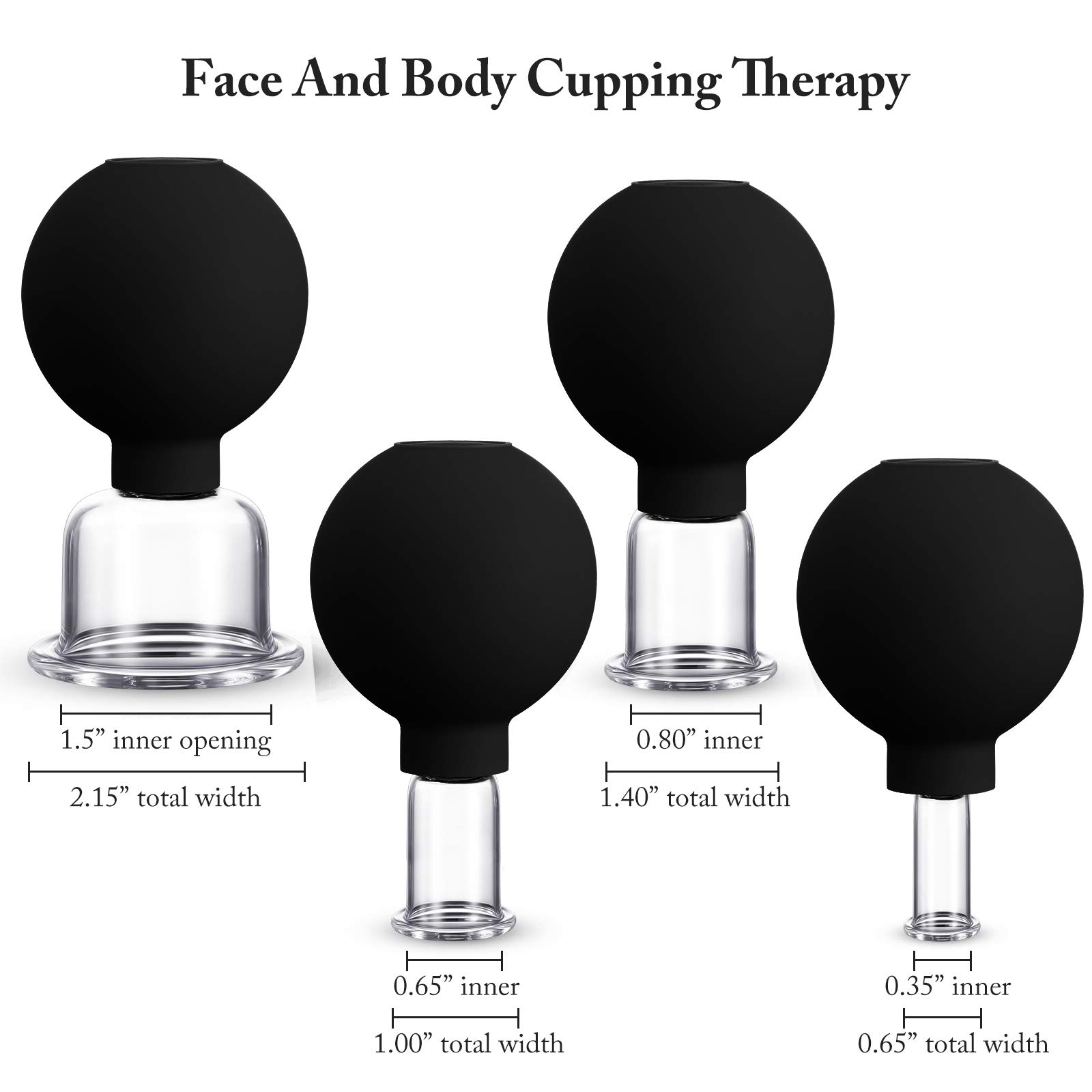 Foto 2 | Juego De Ventosas Bbto 4 Tazas De Silicona Y Vidrio Para Cuerpo Y Cara (negras) - Venta Internacional.