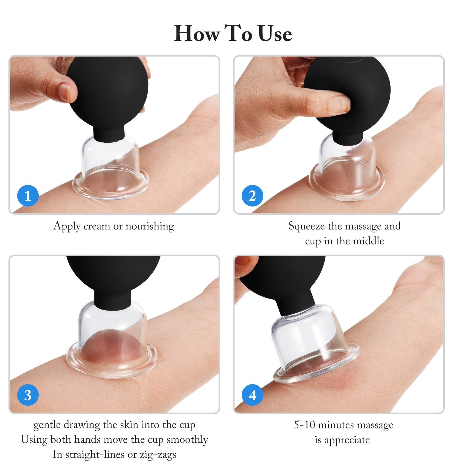 Foto 3 | Juego De Ventosas Bbto 4 Tazas De Silicona Y Vidrio Para Cuerpo Y Cara (negras) - Venta Internacional.