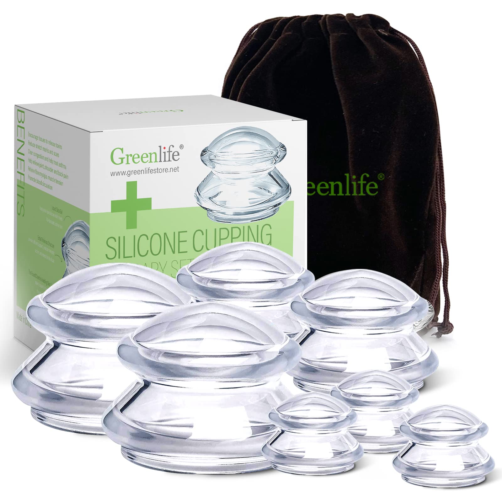 Foto 2 pulgar | Sets De Terapia Con Ventosas Greenlife  Vasos De Silicona  7 Tazas - Venta Internacional.
