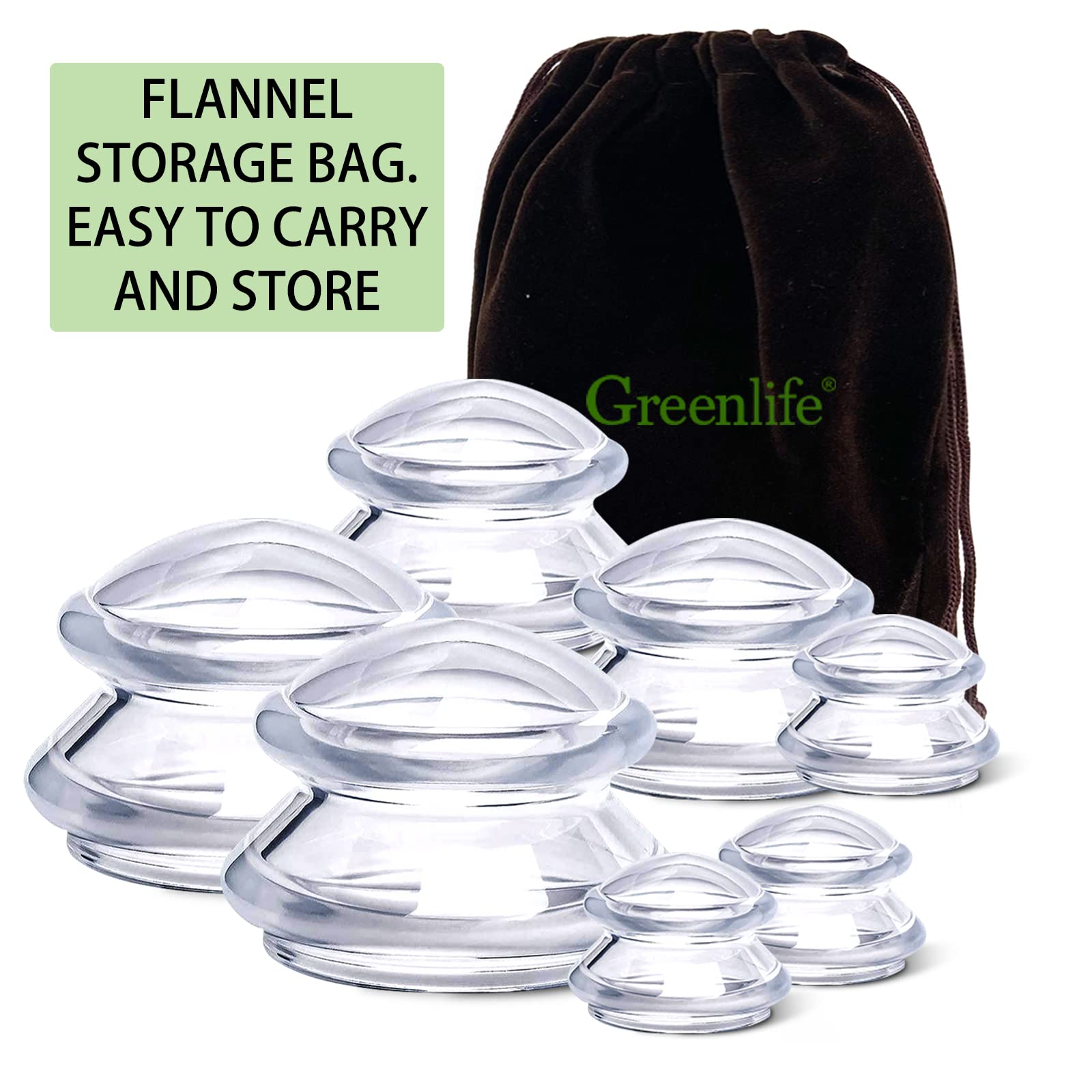Foto 8 pulgar | Sets De Terapia Con Ventosas Greenlife  Vasos De Silicona  7 Tazas - Venta Internacional.