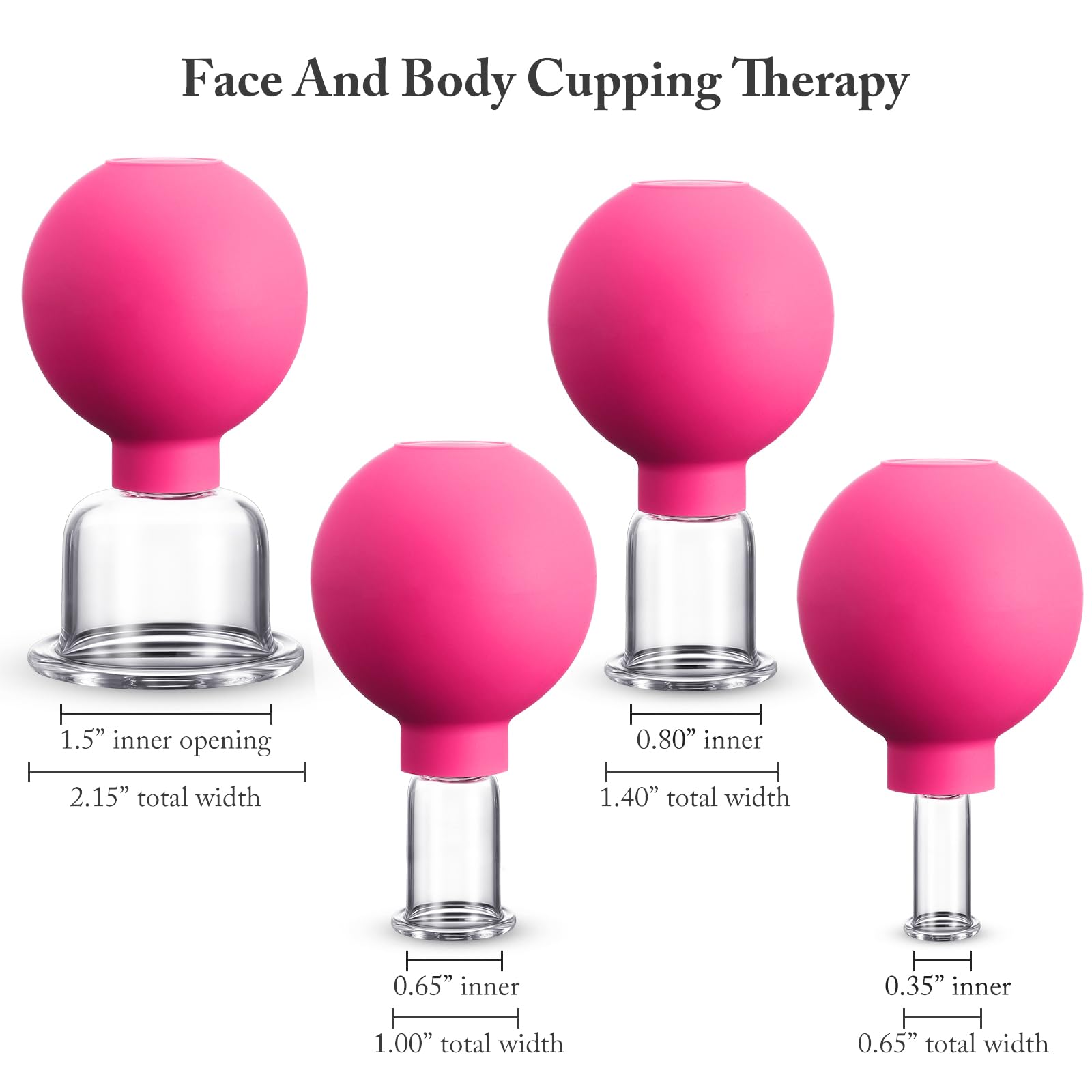 Foto 4 pulgar | Set De Ventosas De Cristal Bbto  4 Piezas  Para Cuerpo  Cara  Piernas  Brazos Y Espalda - Venta Internacional.