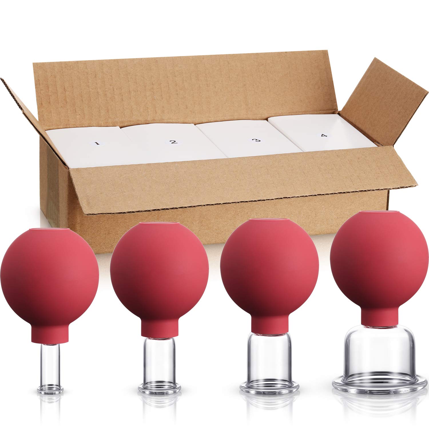 Foto 2 pulgar | Set De Ventosas De Cristal Bbto  4 Piezas  Para Cuerpo  Cara Y Piernas (rojo) - Venta Internacional.