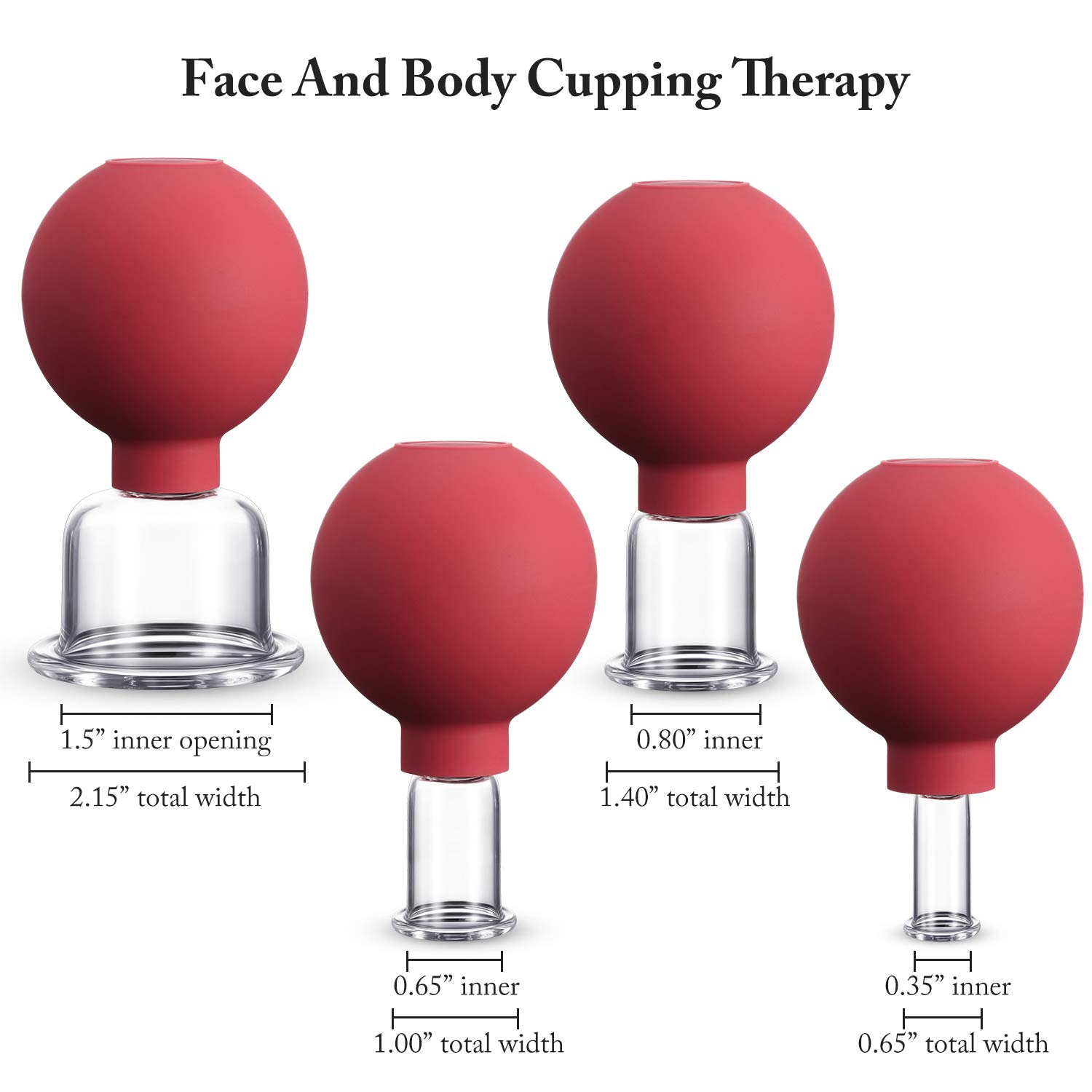 Foto 3 pulgar | Set De Ventosas De Cristal Bbto  4 Piezas  Para Cuerpo  Cara Y Piernas (rojo) - Venta Internacional.