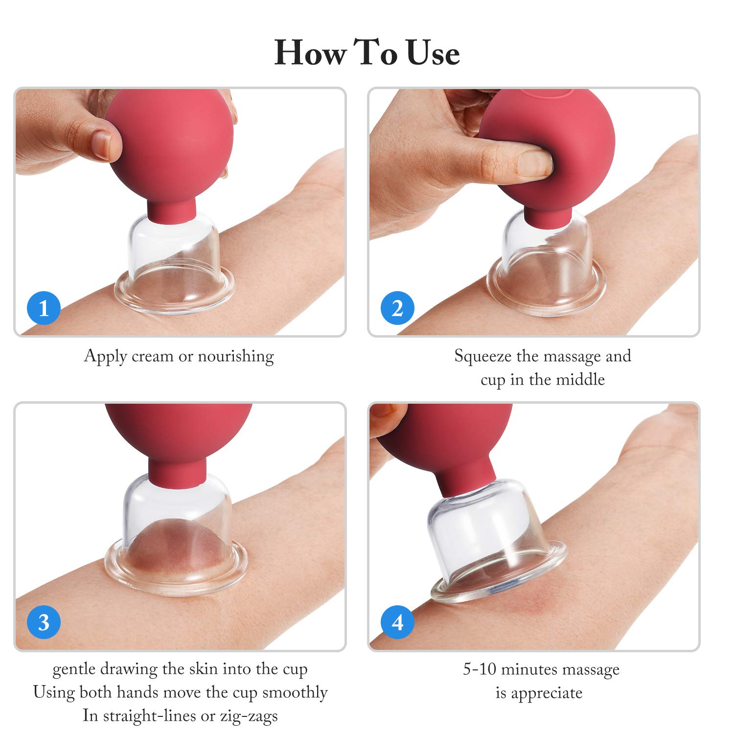 Foto 4 pulgar | Set De Ventosas De Cristal Bbto  4 Piezas  Para Cuerpo  Cara Y Piernas (rojo) - Venta Internacional.