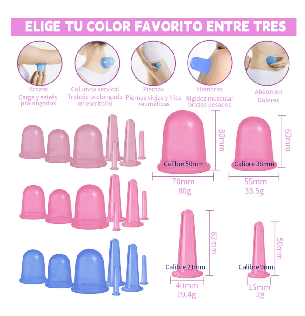Foto 4 pulgar | Ventosas De Silicona Para Masajes  8 Piezas Belug  Morado