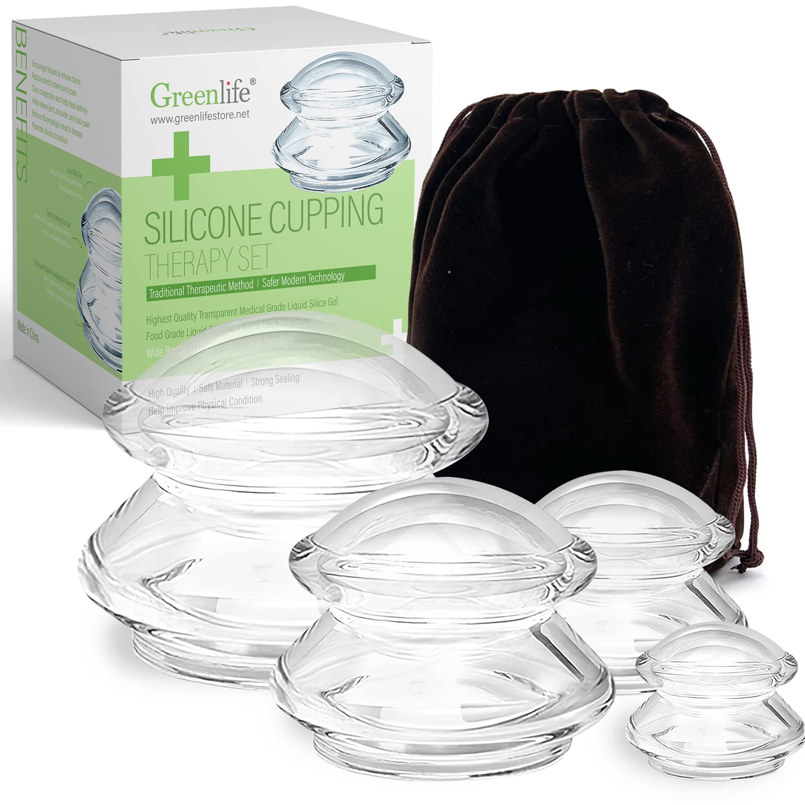 Foto 1 | Sets De Terapia Con Ventosas Vasos De Silicona Greenlife (4 Unidades) - Venta Internacional.