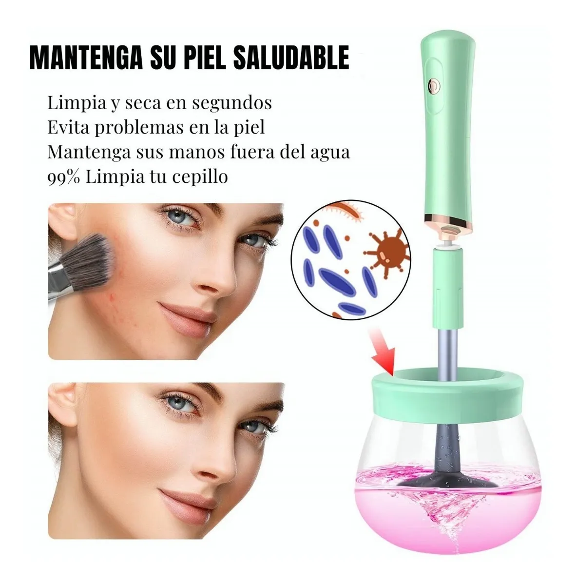 Foto 3 pulgar | Limpiador Eléctrico para Brochas de Automático Maquillaje color Verde