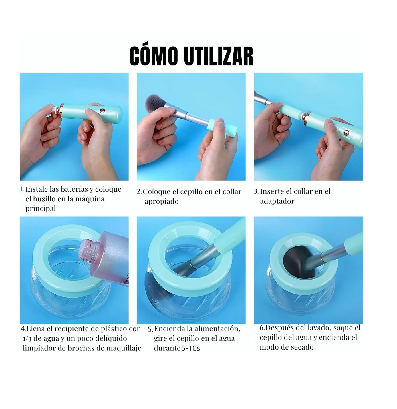 Foto 4 pulgar | Limpiador Eléctrico para Brochas de Automático Maquillaje color Verde