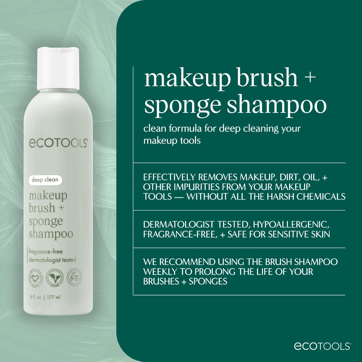 Foto 2 | Champú Limpiador Ecotools Para Brochas, Esponjas Y Bocanadas De Maquillaje, 177 Ml - Venta Internacional.