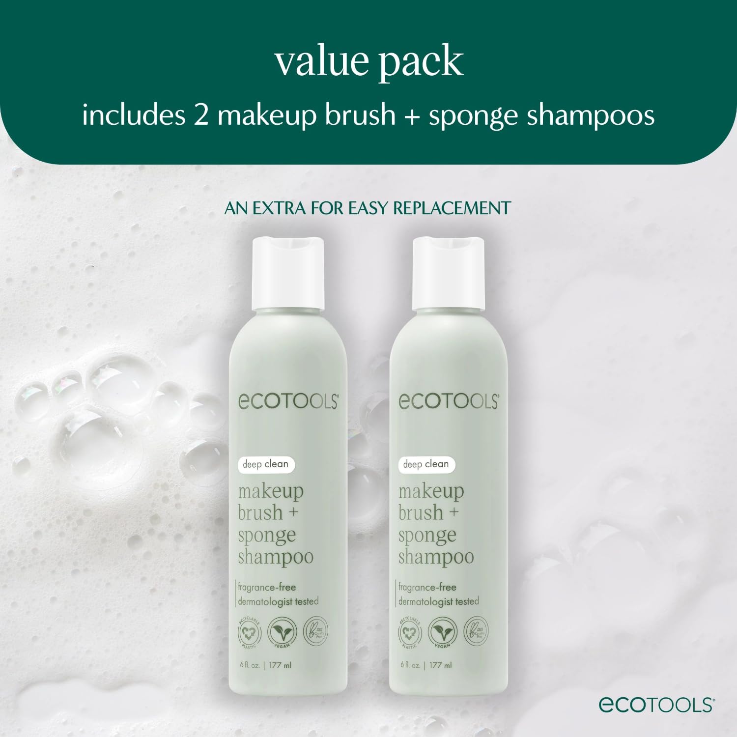 Foto 2 | Champú Ecotools Con Brocha Y Esponja De Maquillaje, 177 Ml, 2 Unidades - Venta Internacional.