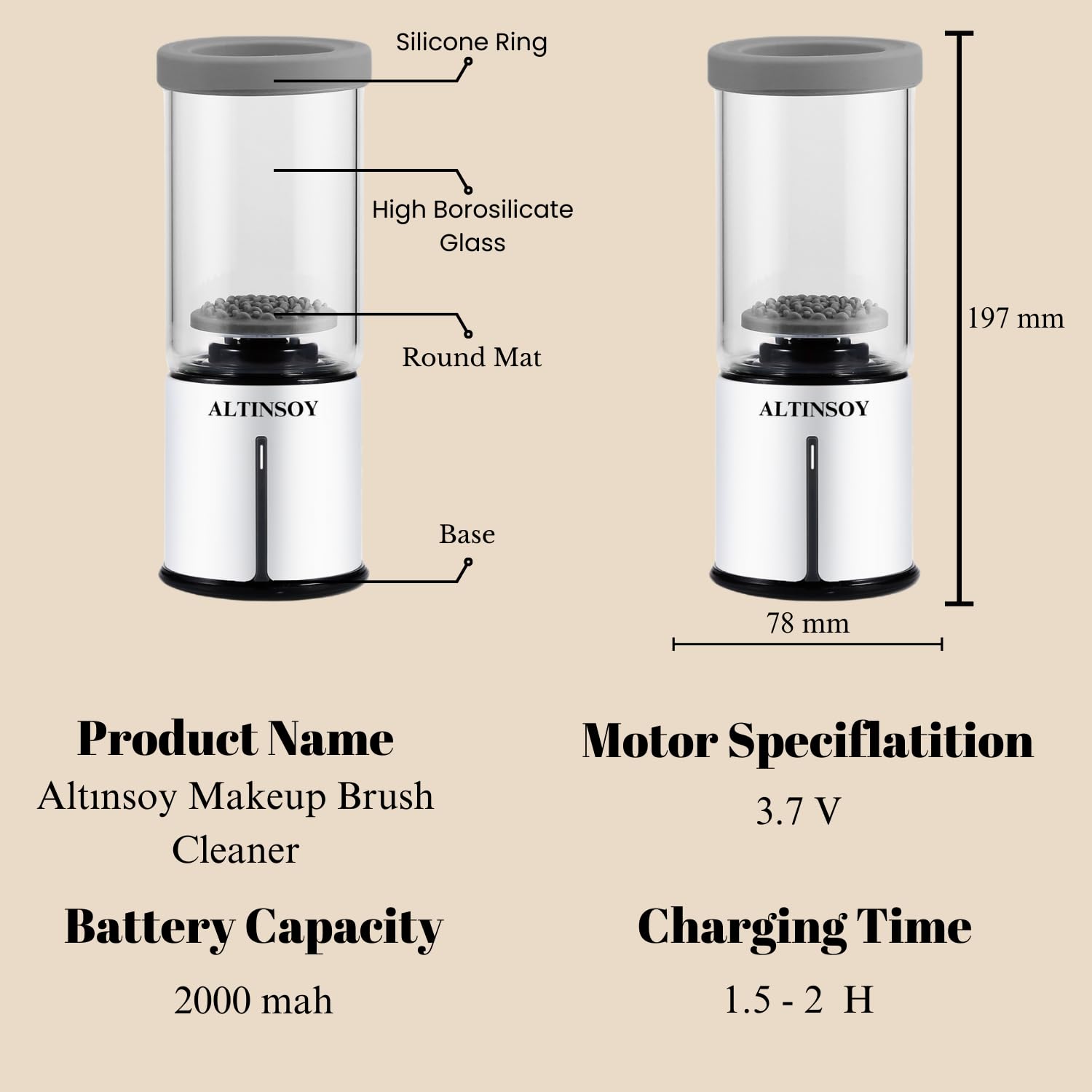 Foto 4 pulgar | Máquina Limpiadora De Brochas De Maquillaje Altinsoy Electric Wireless - Venta Internacional.