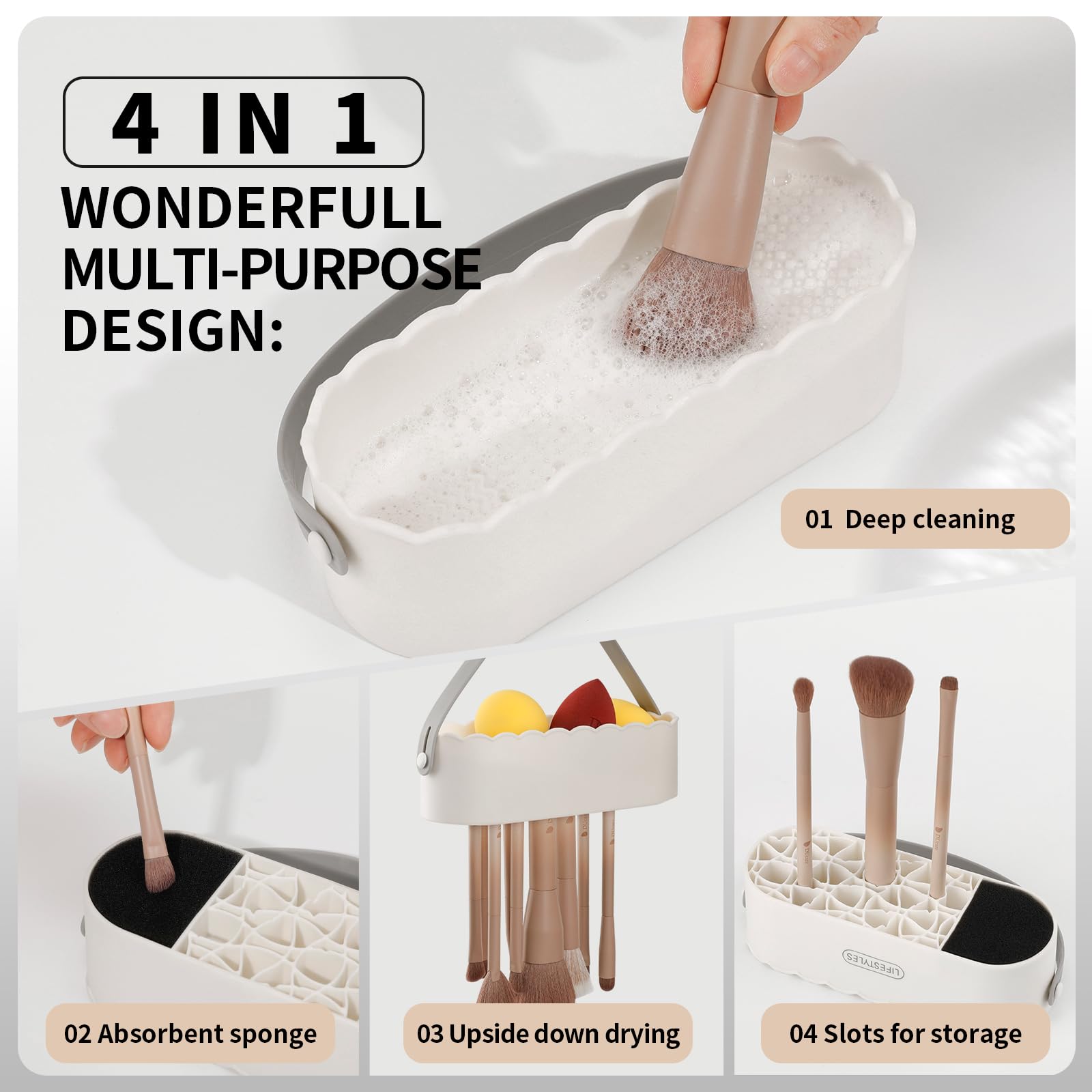 Foto 7 pulgar | Limpiador De Brochas De Maquillaje Ducare De Silicona 4 En 1 Con Soporte De Secado - Venta Internacional.