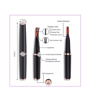 Foto 2 | Rizador Enchinador de Pestañas Eléctrico Térmico Carga Usb Belug color Negro
