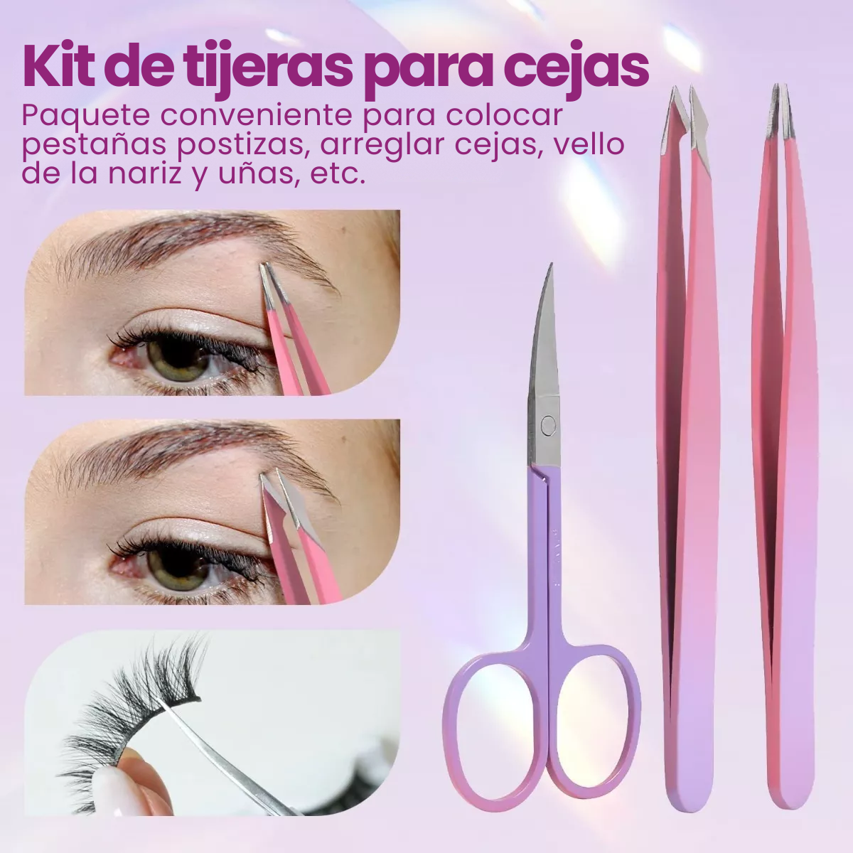 Foto 4 pulgar | Kit Rizador Pestañas Enchinador Set Con Tira Pinzas Peine