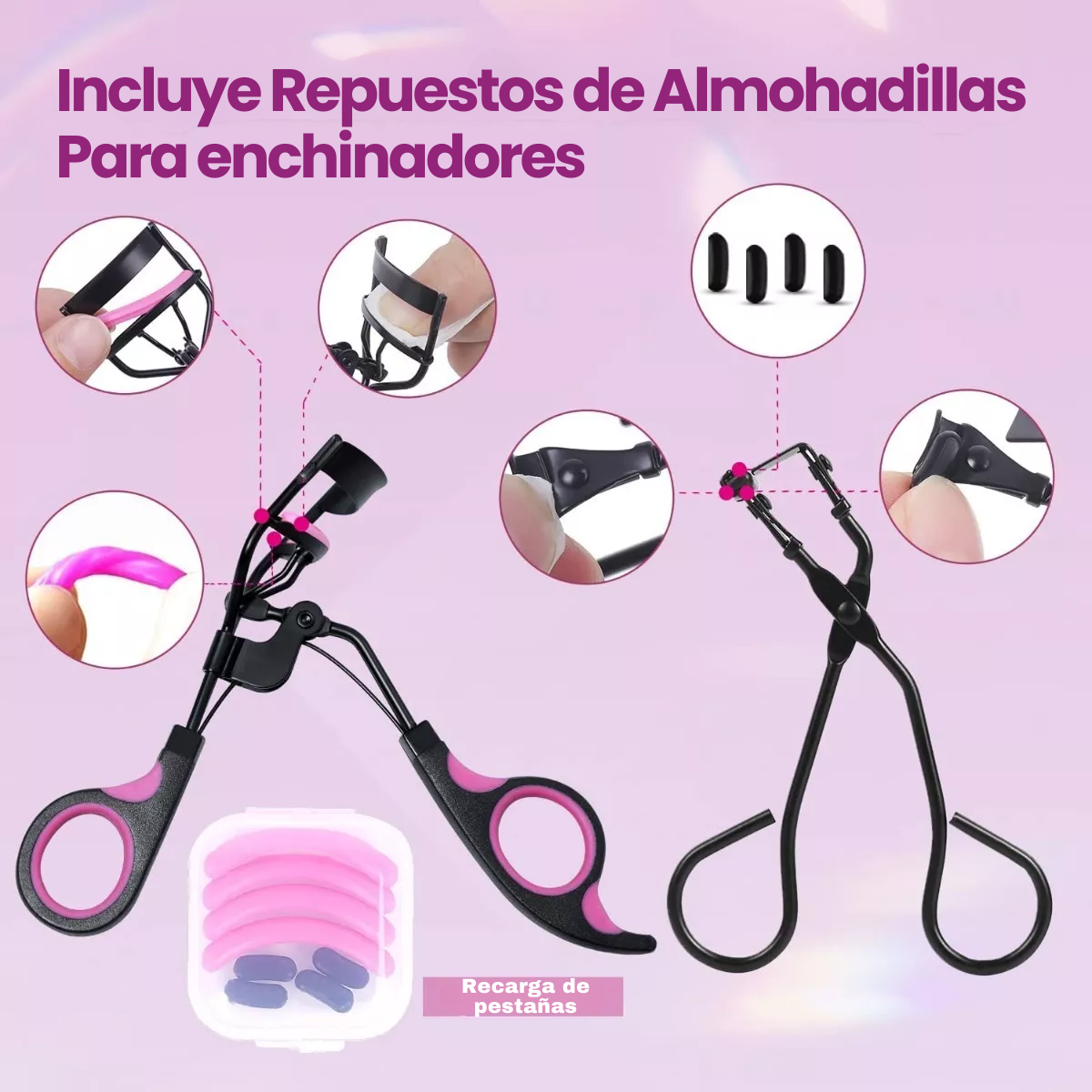 Foto 5 pulgar | Kit Rizador Pestañas Enchinador Set Con Tira Pinzas Peine