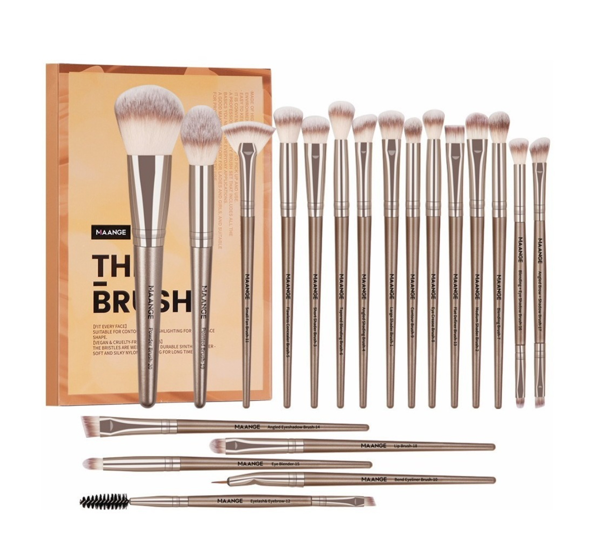 Brochas de Maquillaje Kit Funbu 20 Pcs para Maquillaje Profesional