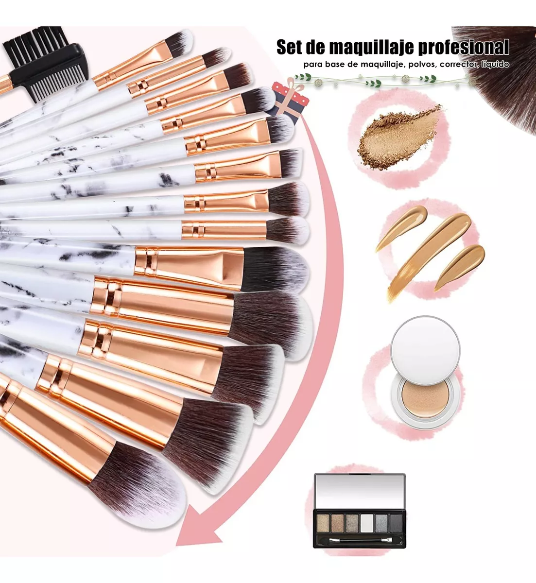 Foto 2 | Brochas para Maquillaje Belug 15 Piezas