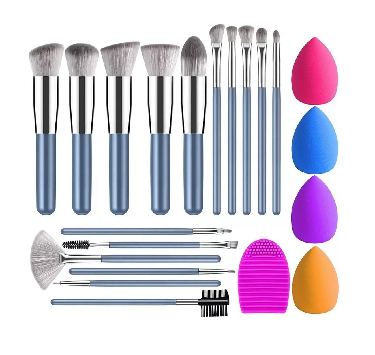 Kit de Brochas de Maquillaje BELUG con Esponja Profesional Azul 16 Piezas $809