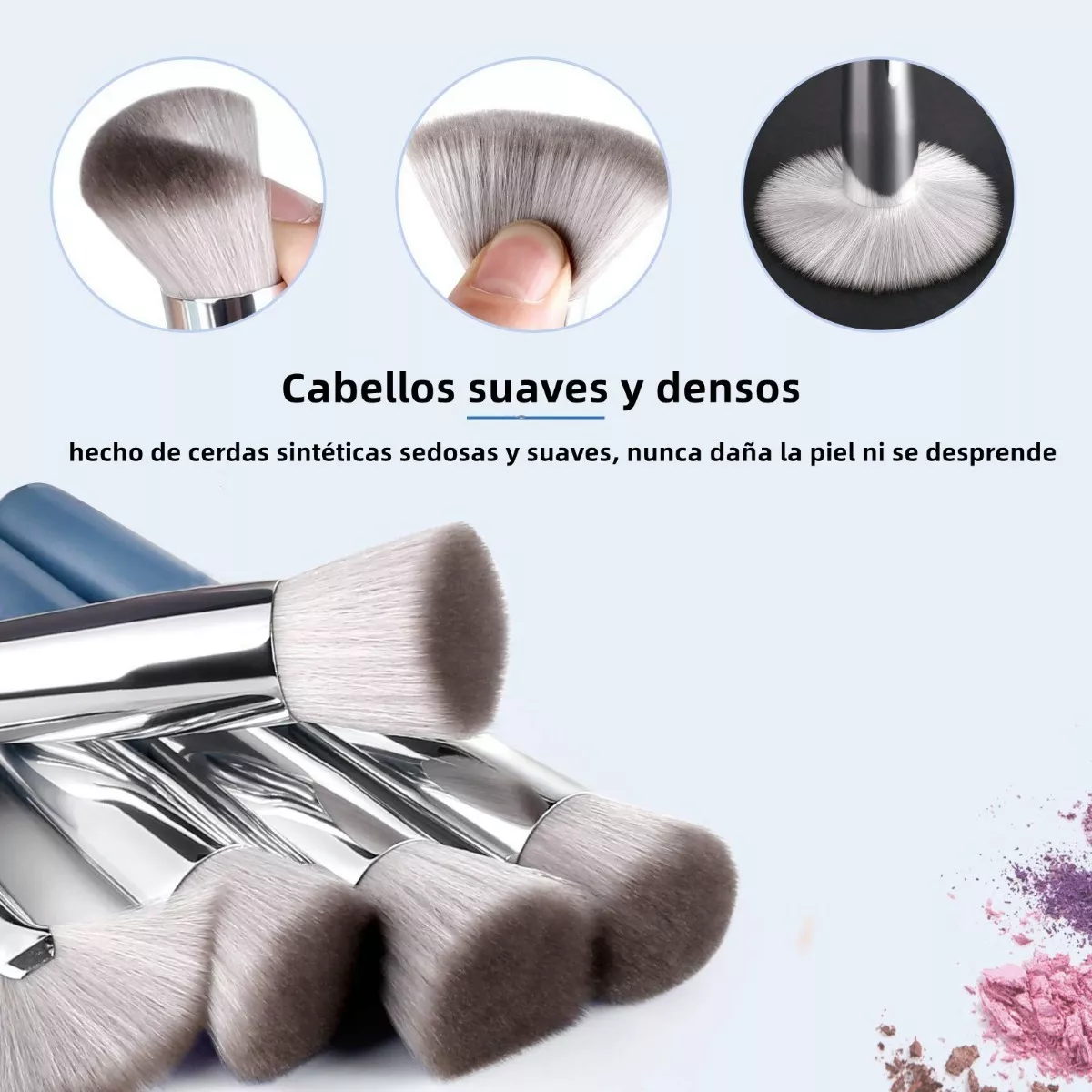 Foto 5 pulgar | Kit de Brochas de Maquillaje BELUG con Esponja Profesional Azul 16 Piezas