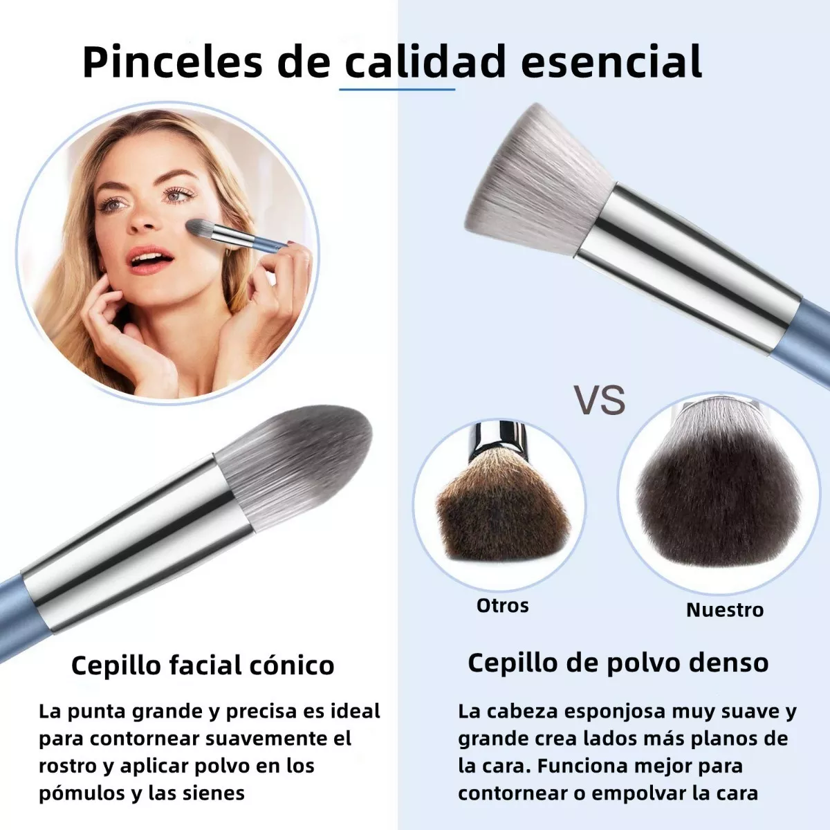 Foto 6 pulgar | Kit de Brochas de Maquillaje BELUG con Esponja Profesional Azul 16 Piezas