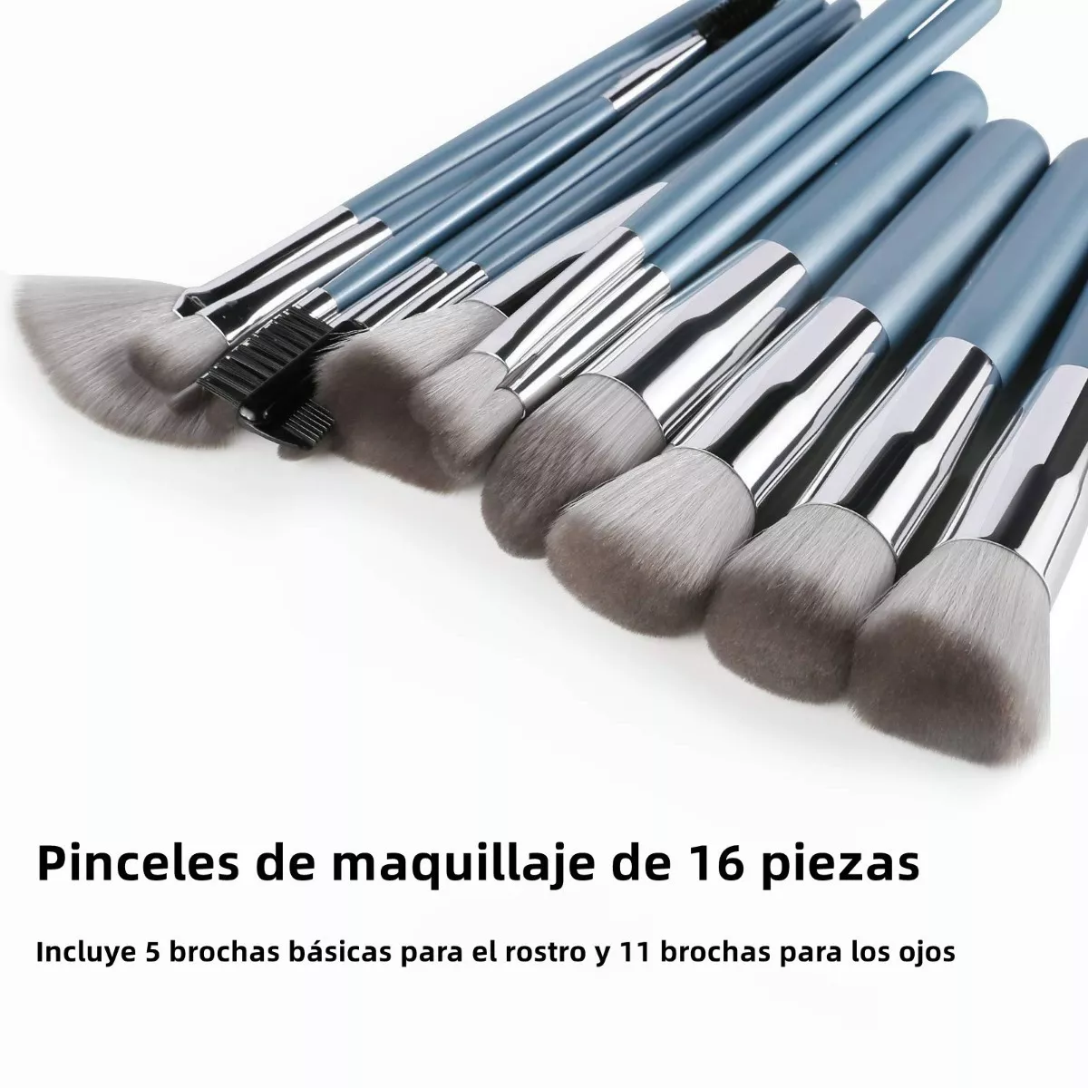 Foto 7 pulgar | Kit de Brochas de Maquillaje BELUG con Esponja Profesional Azul 16 Piezas