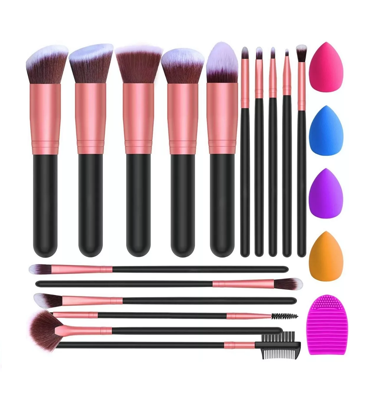 Foto 2 pulgar | Brochas de Maquillaje BELUG Kit con Esponja Profesional Rosa Negro 16 Piezas