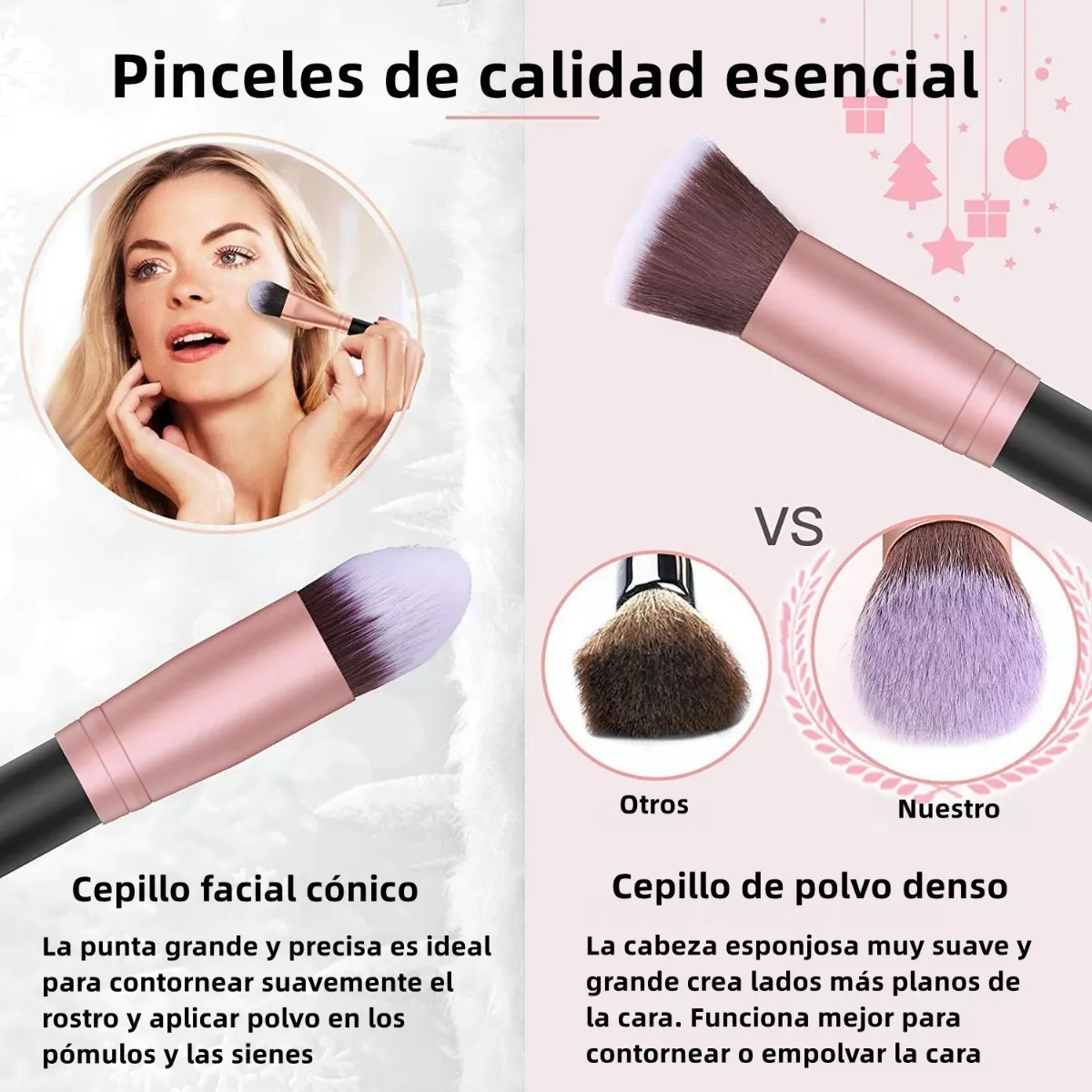 Foto 3 pulgar | Brochas de Maquillaje BELUG Kit con Esponja Profesional Rosa Negro 16 Piezas