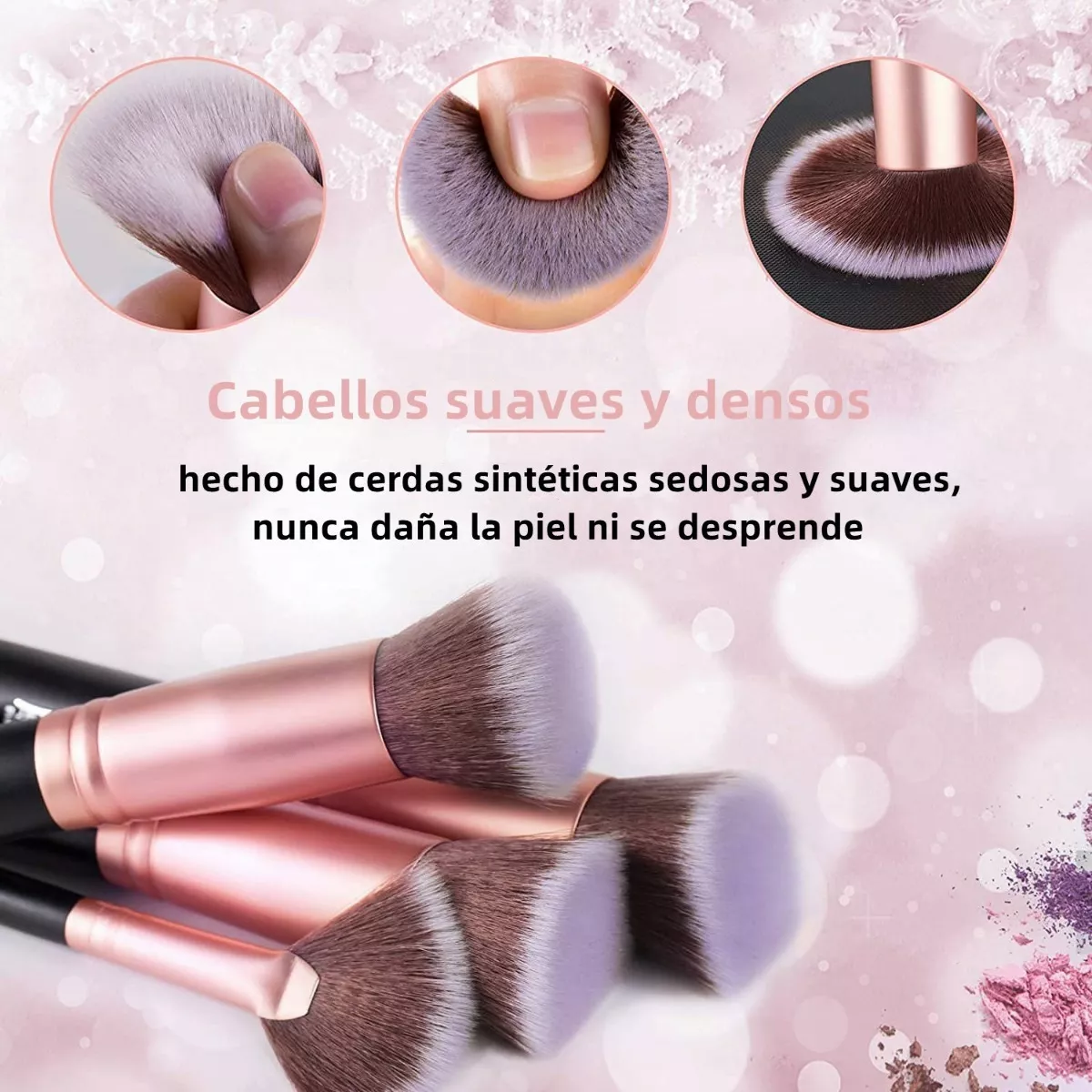 Foto 4 pulgar | Brochas de Maquillaje BELUG Kit con Esponja Profesional Rosa Negro 16 Piezas