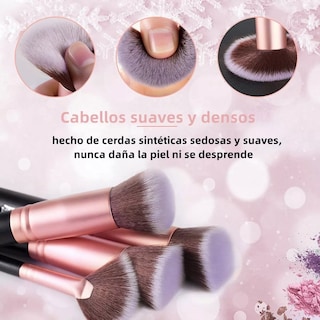 Foto 3 | Brochas de Maquillaje BELUG Kit con Esponja Profesional Rosa Negro 16 Piezas