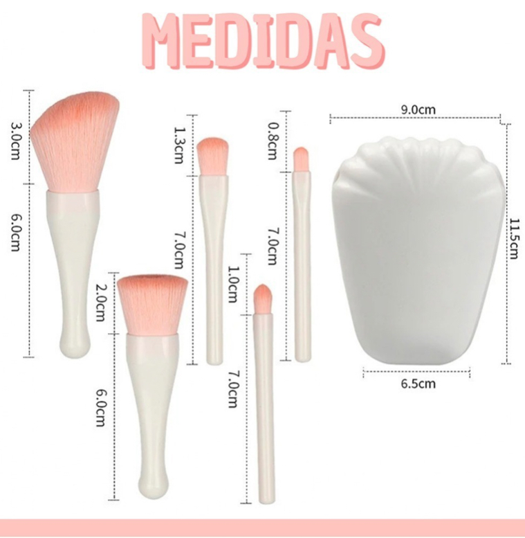 Foto 2 | Set de Brochas para Maquillaje con Espejo Estuche Concha Funbu color Blanco 6 Piezas