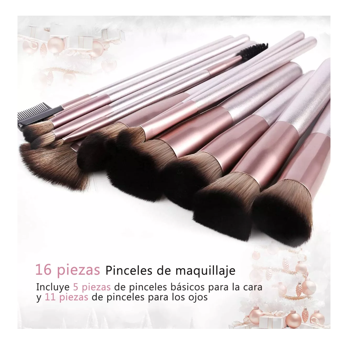 Foto 4 pulgar | Kit Brochas de Maquillaje + Esponja Belug Rosa 19 Piezas