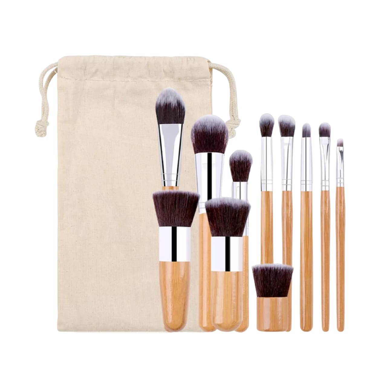 Brochas de Maquillaje Bambú Ecológicas Belug 11 Piezas Café Claro $499