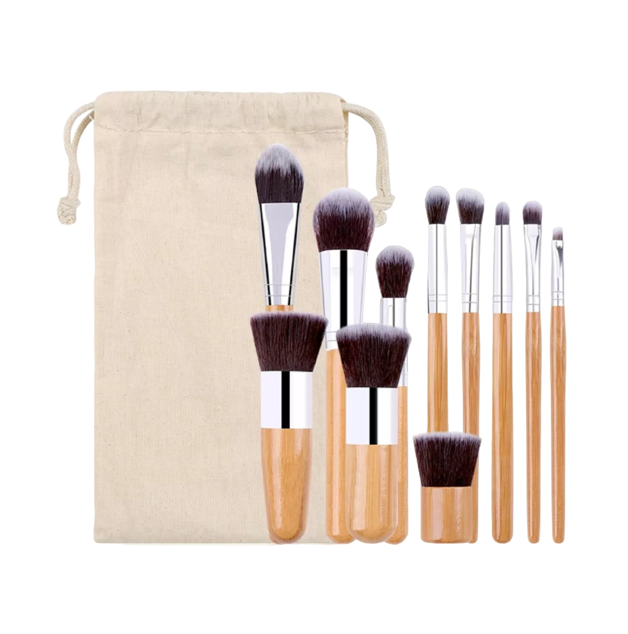 Brochas de Maquillaje Bambú Ecológicas Belug 11 Piezas Café Claro