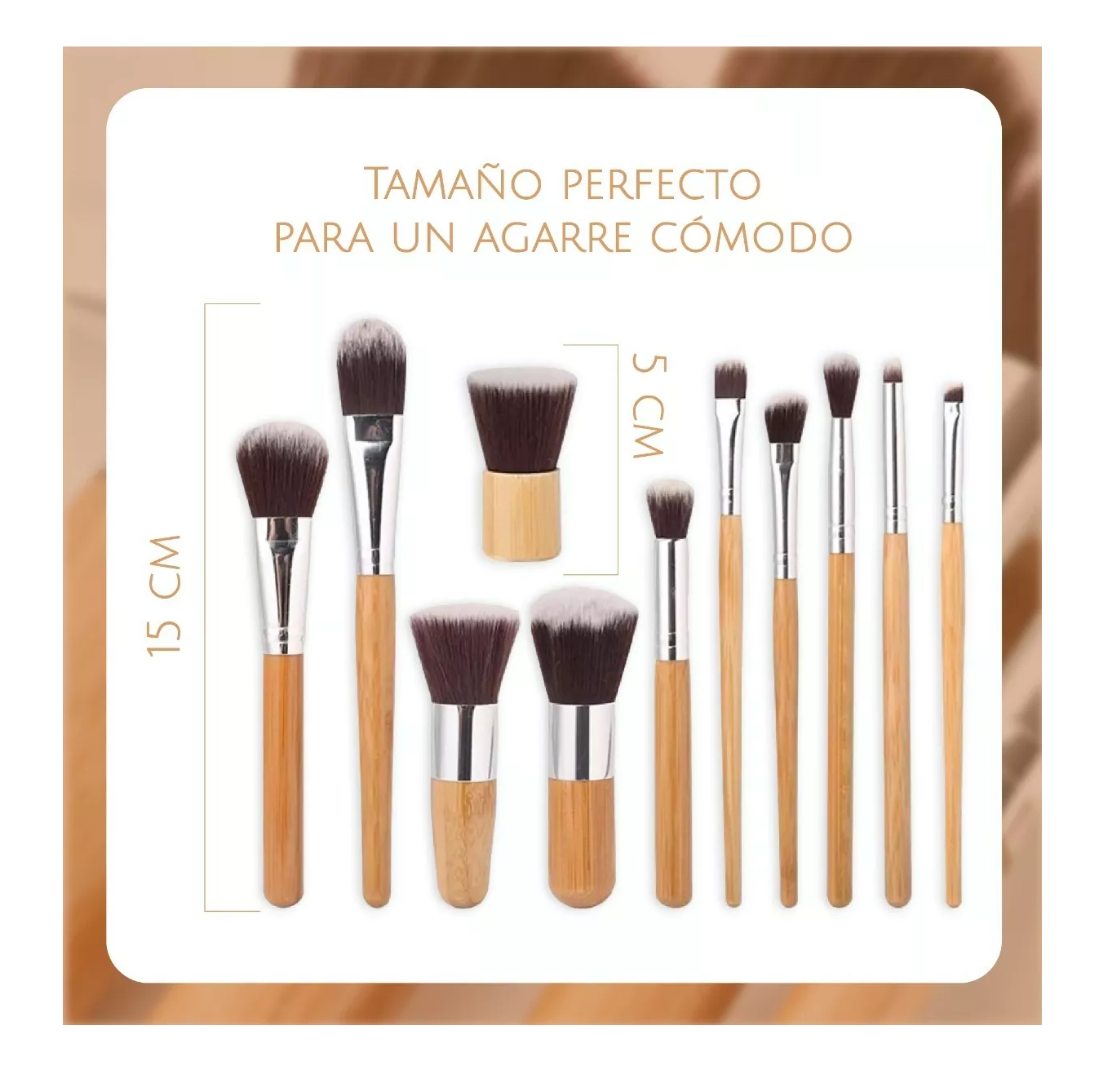 Foto 6 pulgar | Brochas de Maquillaje Bambú Ecológicas Belug 11 Piezas Café Claro