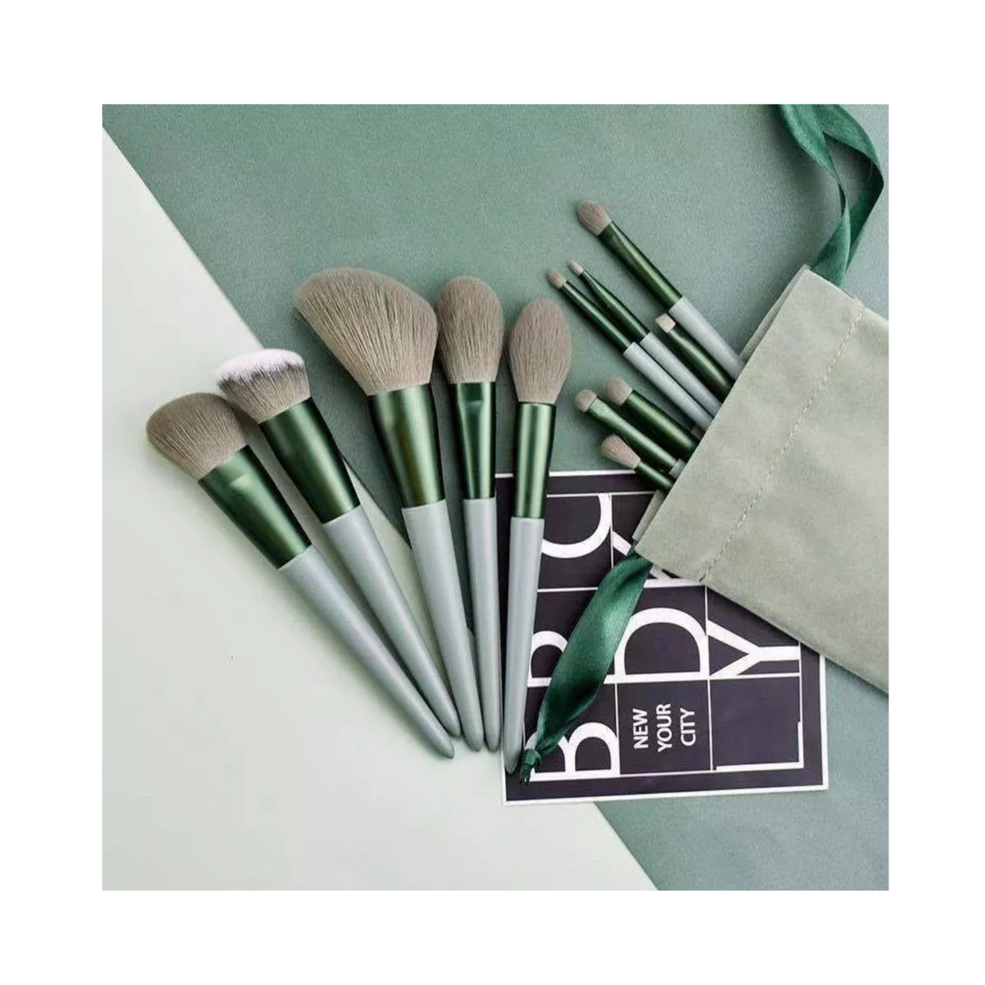 Foto 5 | Set de Brochas de Maquillaje Belug 13 Piezas Verdes