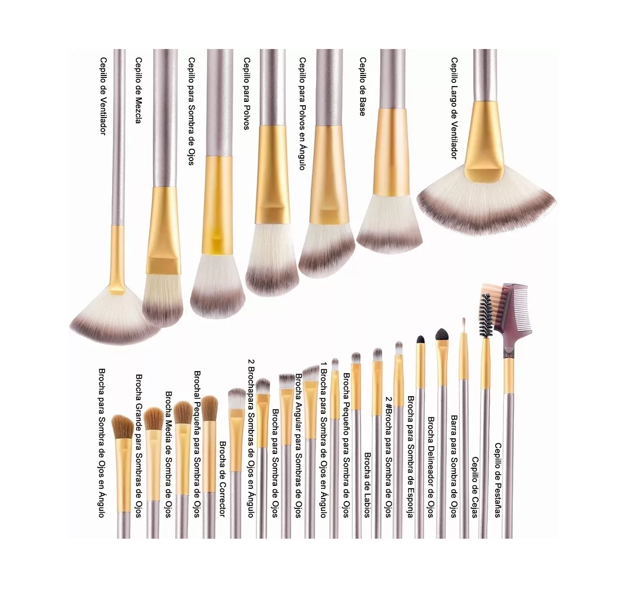Foto 2 | Juego de 24 Brochas Pincel de Maquillaje Profesional + Bolsa color Blanquecino