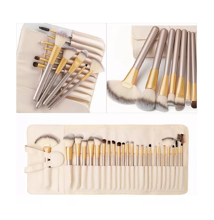 Foto 4 | Juego de 24 Brochas Pincel de Maquillaje Profesional + Bolsa color Blanquecino