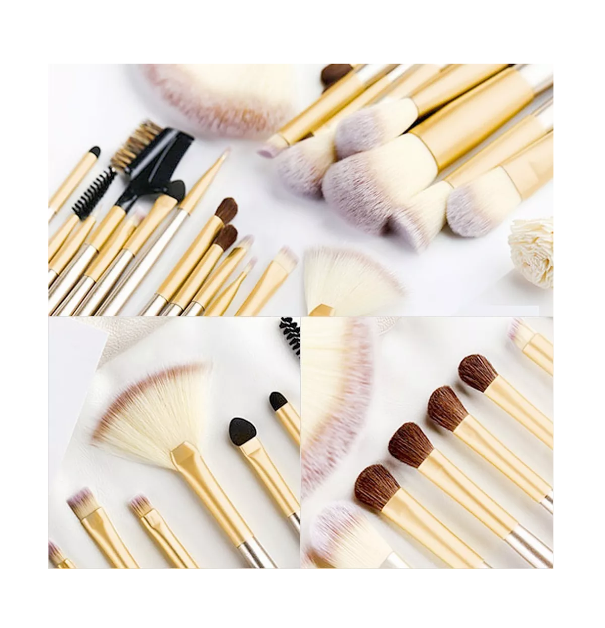 Foto 6 pulgar | Juego de 24 Brochas Pincel de Maquillaje Profesional + Bolsa color Blanquecino